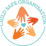 Child Safe Organisation logo featuring colourful hands forming a star shape, symbolizing support and protection for children in early childhood education.