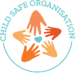 Child Safe Organisation logo featuring colourful hands forming a star shape, symbolizing support and protection for children in early childhood education.