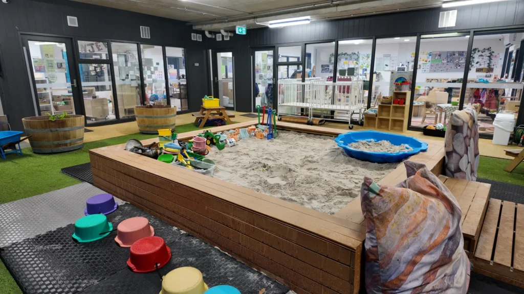 Outdoor sandpit and sensory play area at Starfish Early Learning Centre Essendon