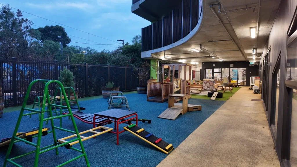 Outdoor playground and climbing equipment at Starfish Early Learning Centre Essendon