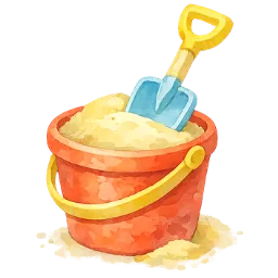 Children's sand bucket and shovel
