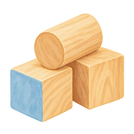 Natural wooden building blocks