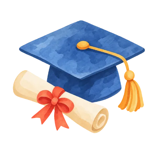 Graduation cap and certificate illustration